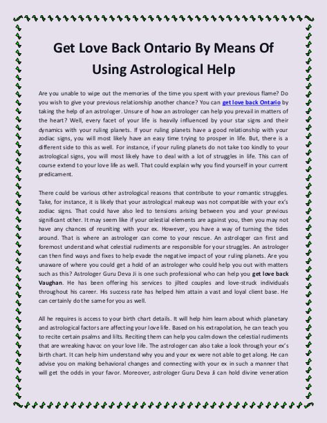 Get Love Back Ontario By Means Of Using Astrological Help | edocr