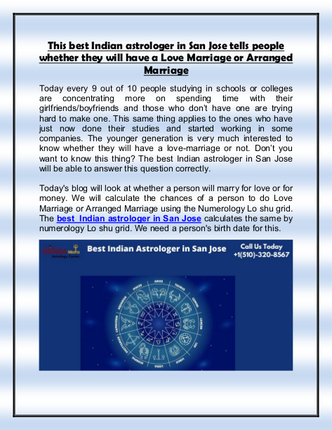 This best Indian astrologer in San Jose tells people whether they will have a Love Marriage or Arranged Marriage | edocr