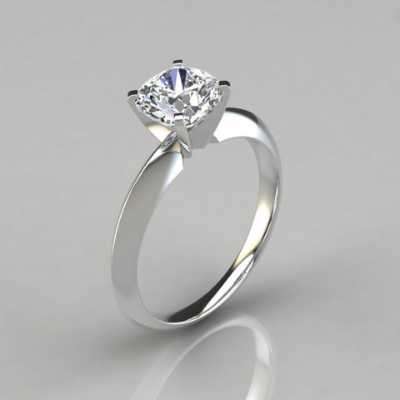 Wide Band Cushion Cut Solitaire Moissanite Engagement Ring Profile Picture