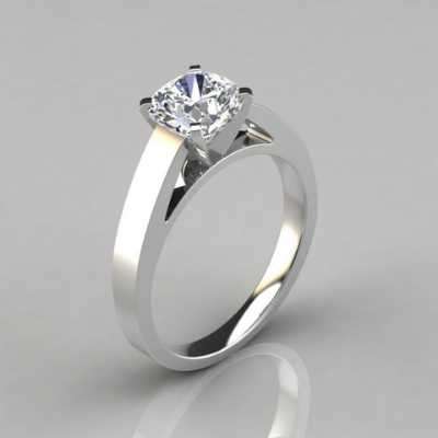 Cathedral Cushion Cut Solitaire Moissanite Engagement Ring Profile Picture