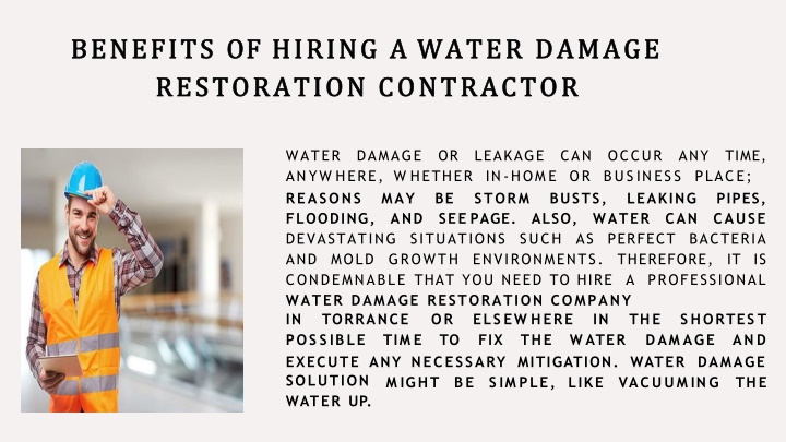PPT - Benefits of Hiring a Water Damage Restoration Contractor PowerPoint Presentation - ID:11973676
