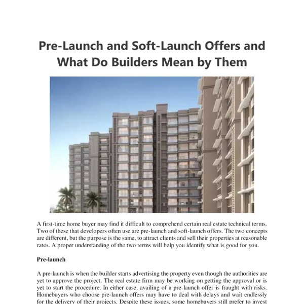 Pre Launch and Soft Launch Offers and What Do Builders Mean by Them | Pearltrees