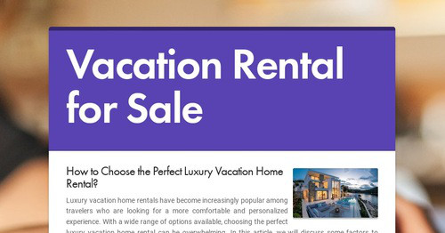 Vacation Rental for Sale | Smore Newsletters
