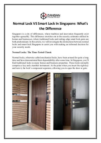 Normal Lock VS Smart Lock In Singapore