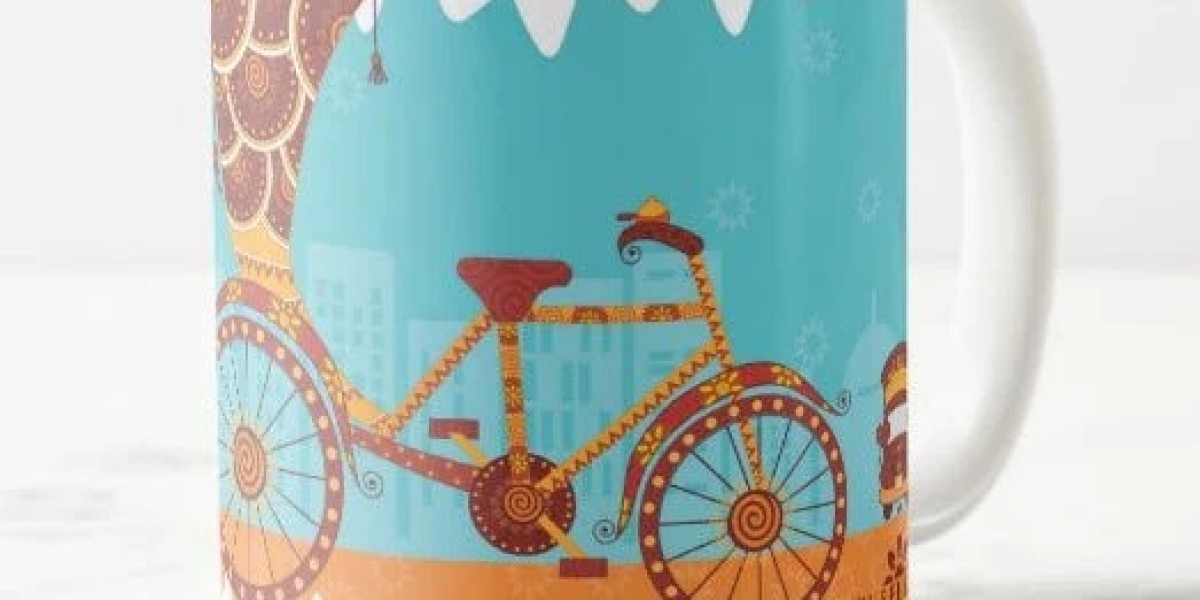 Pedal into Nostalgia with Purple Ray’s Captivating Indian Cycle Rickshaw Coffee Mug
