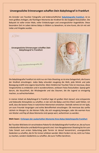 Emotionale Babyfotografie in Frankfurt Für die Ewigkeit festgehalten | PDF