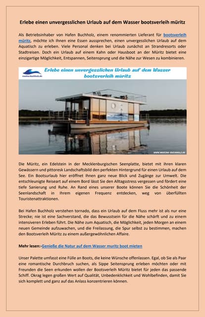 Hausbootverleih für unvergessliche Urlaubserlebnisse | PDF