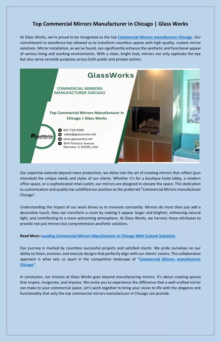 PPT - Gl**** Works Custom Solutions With Commercial Mirrors Expertise in Chicago PowerPoint Presentation - ID:13027185