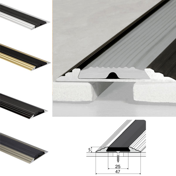 Aluminium Flat Non Slip Door Threshold A10 50mm Profile Anodised - Floor Safety Store