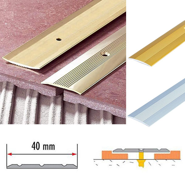 Aluminium Grooved Floor Trim 38mmx1M For Joined Carpets - Floor Safety Store