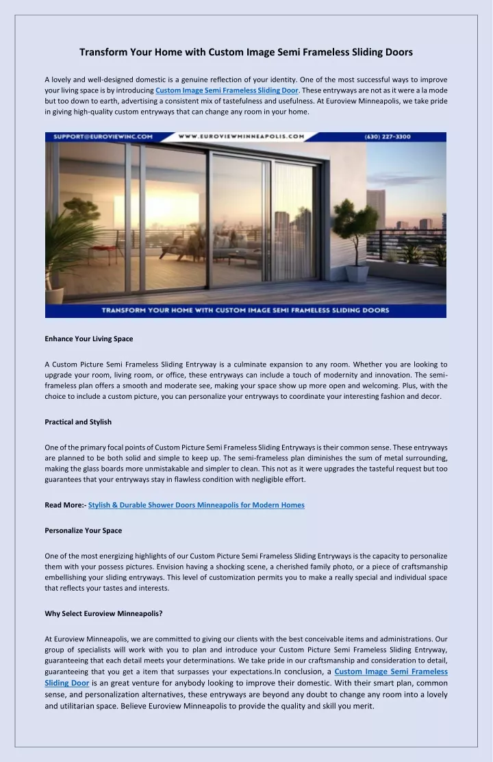 PPT - Enhance Your Interiors with Our Custom Image Semi Frameless Sliding Doors PowerPoint Presentation - ID:13283727