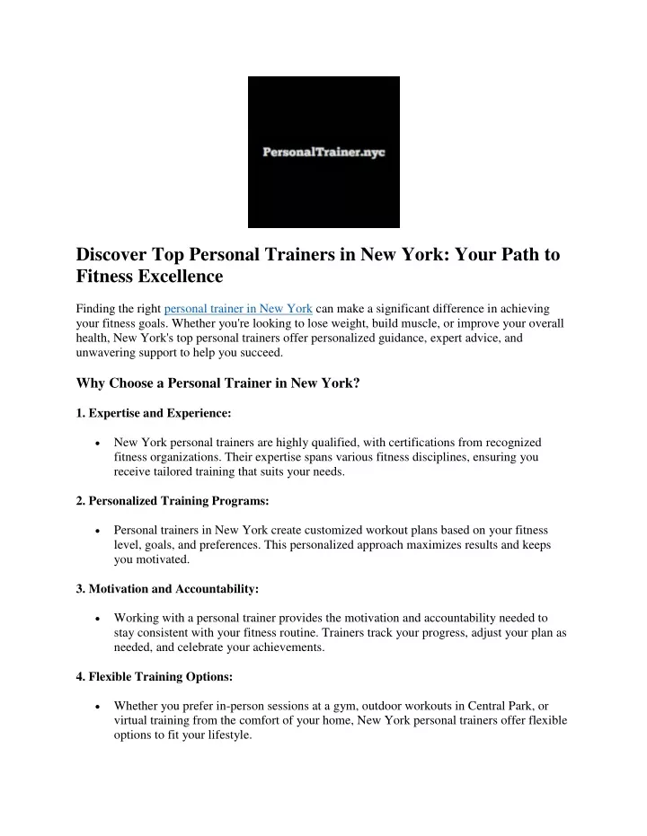 PPT - Discover Top Personal Trainers in New York: Your Path to Fitness Excellence PowerPoint Presentation - ID:13355166
