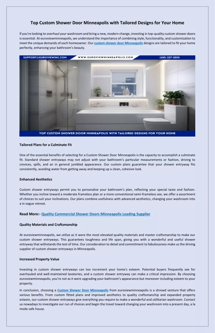 PPT - Best Value Custom Shower Door Minneapolis by Euroview PowerPoint Presentation - ID:13298320