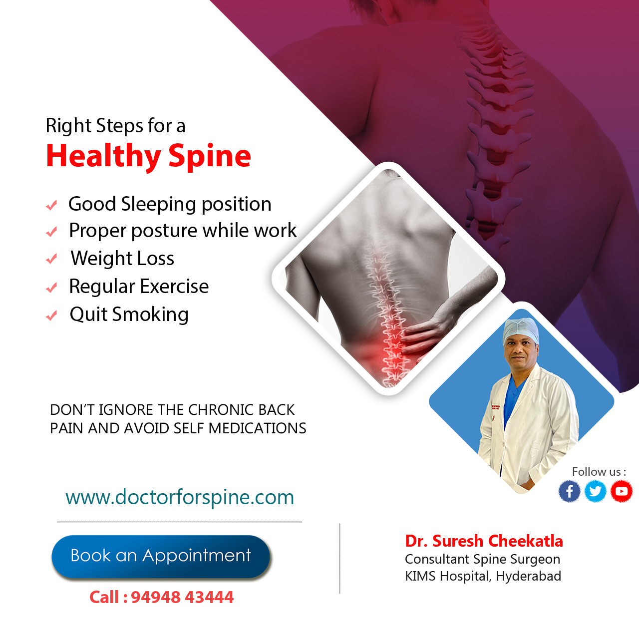 Top spine surgeon in Hyderabad - Dr. Suresh cheekatla