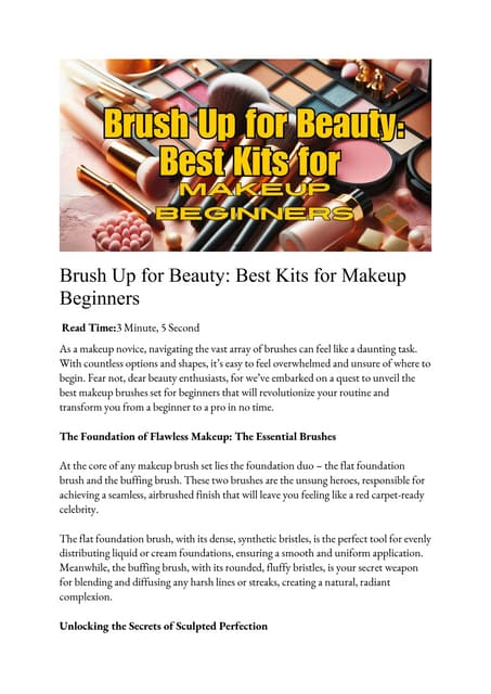 Brush Up for Beauty: Best Kits for Makeup Beginners | PDF