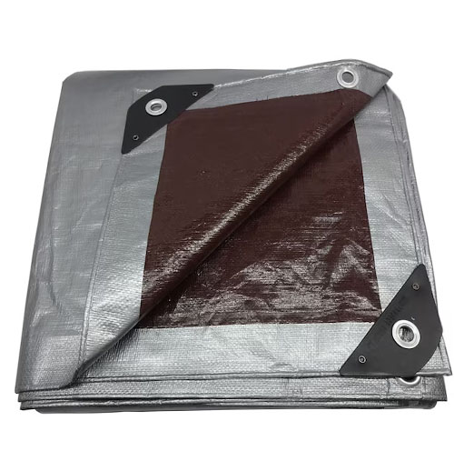 210gsm Heavy Duty UV Resistant Tarpaulin Silver And Brown PVC Tarpaulins - Uk Tarps