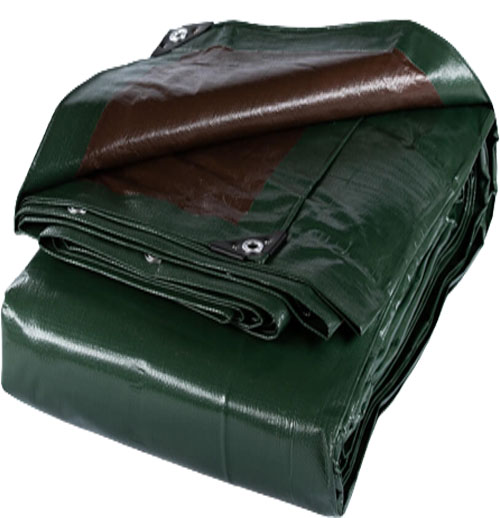 Heavy Duty Green And Brown Tarpaulin 250gsm UV Protected Tarpaulins - Uk Tarps