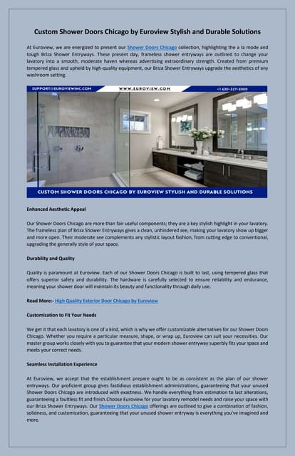 Custom Shower Doors Chicago by Euroview Stylish and Durable Solutions | PDF