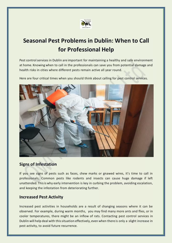 PPT - Seasonal Pest Problems in Dublin: When to Call for Professional Help PowerPoint Presentation - ID:13543712