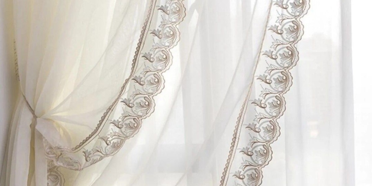 White pearls Embroidered Curtains